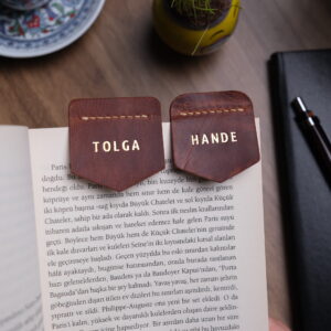 El Yapımı Hakiki Deri Kitap Ayracı Set - 2'li Takım (Kişiselleştirilebilir)